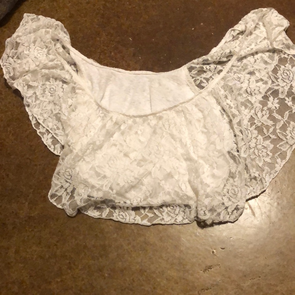 White lace crop top